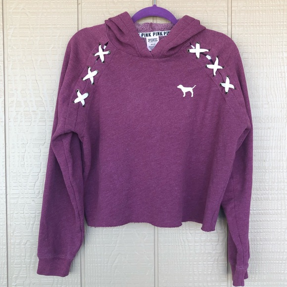 PINK Victoria's Secret Jackets & Blazers - PINK Victoria’s Secret Maroon Lace Up Sweatshirt